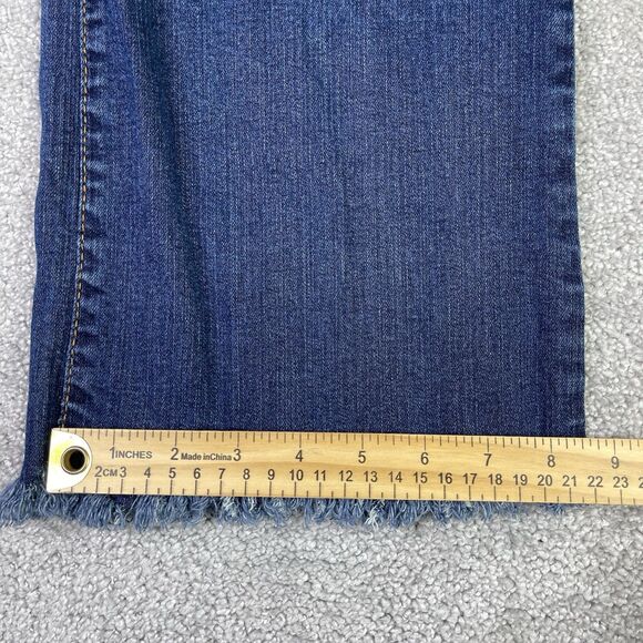 The Limited Jeans Women’s 18W Blue Bootcut High Rise Dark Wash Crop Distressed - Picture 13 of 14
